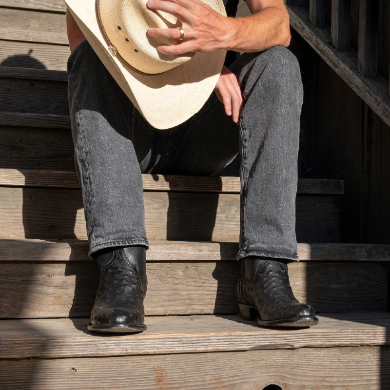 Grand Quill Ostrich Zip Boot