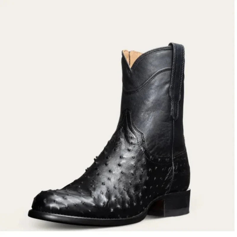 Grand Quill Ostrich Zip Boot
